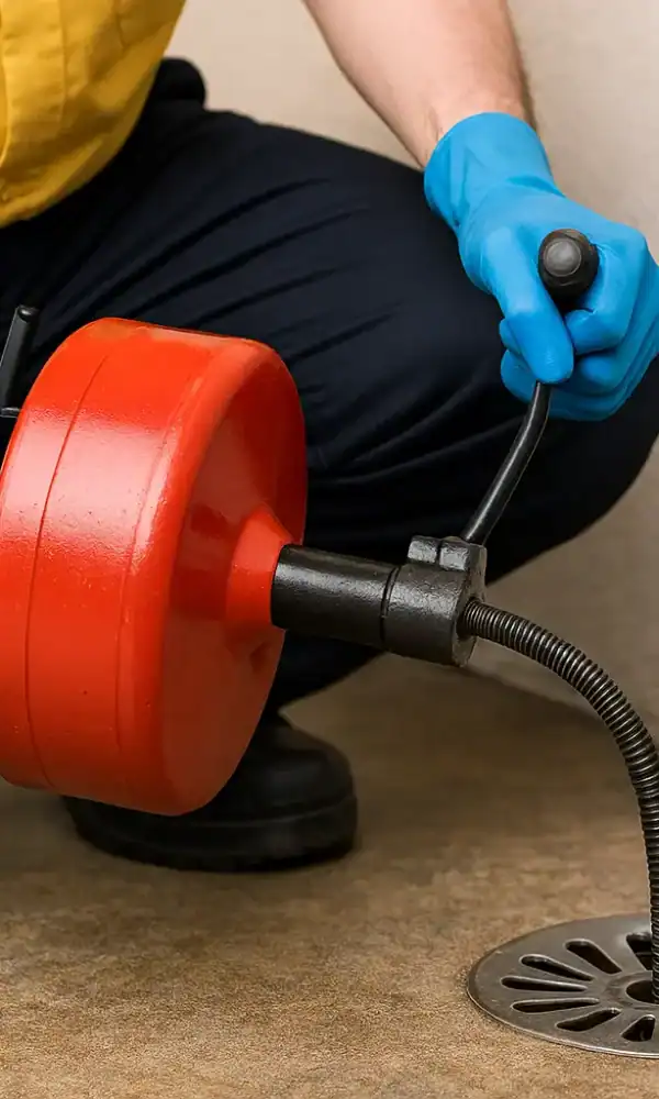 بازکن لوله مازندران, خدمات لوله بازکنی در مازندران, عکس کار لوله بازکنی با ابزار مخصوص و پوشیدن دستکش ضدعفونی برای رفع گرفتگی لوله در منازل و اماکن عمومی.