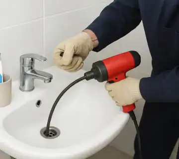 بازکن لوله مازندران, رفع انسداد لوله و چاه در مازندران با سرویس فوری و تخصصی, تصویر فرد در حال انجام لوله بازکنی در سرویس بهداشتی.